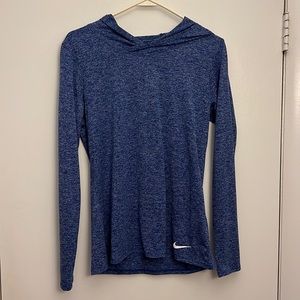 Nike dry fit long sleeve blue hoodie